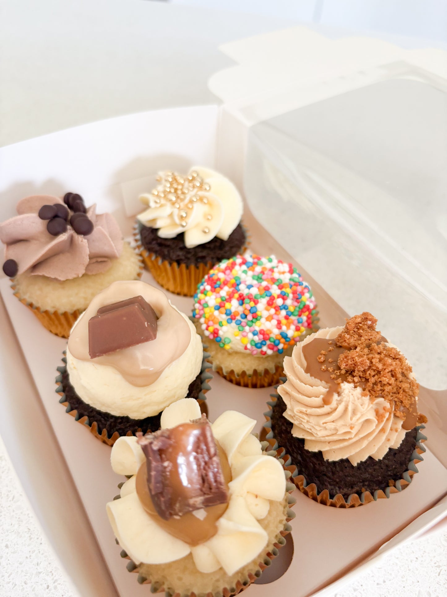 6 pack mixed cupcake box (mini size)