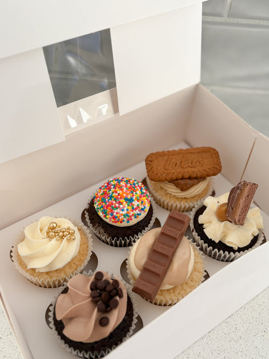 6 pack mixed cupcake box (standard size)